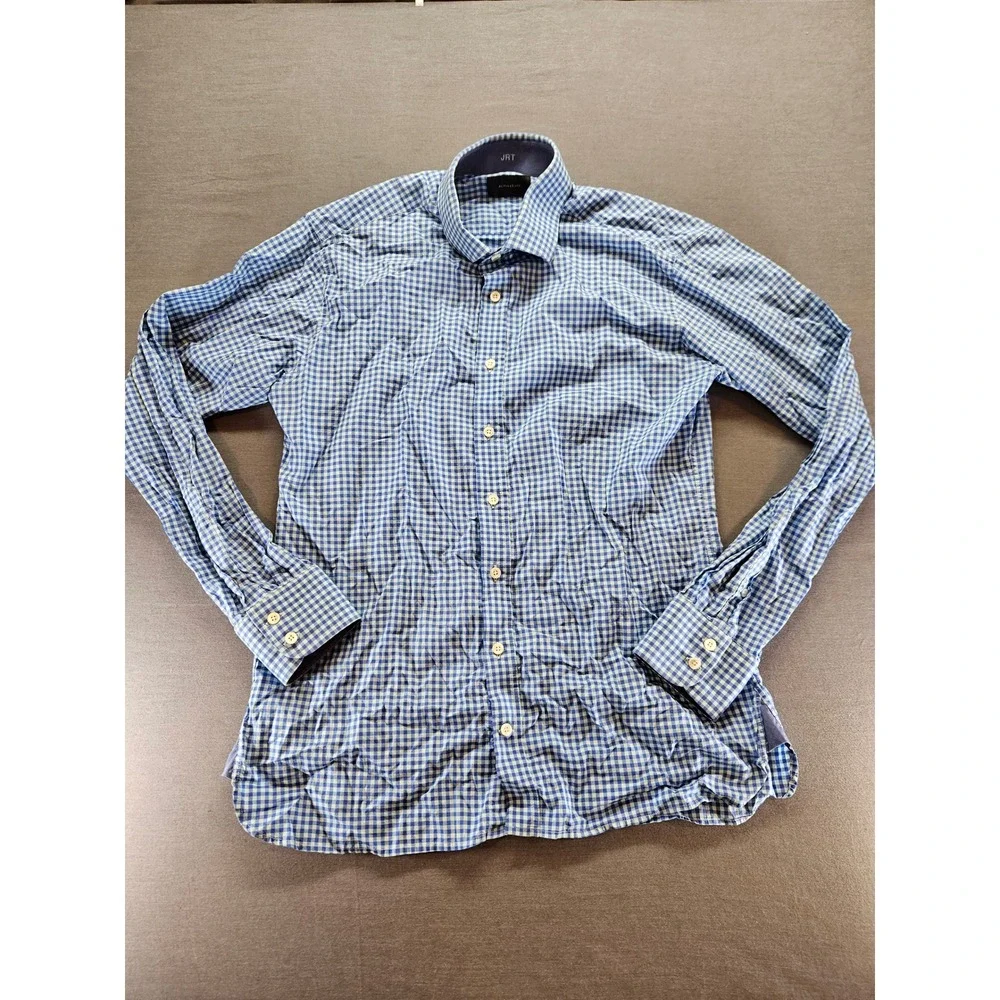 Alton Lane Mens Blue Gingham Check Button Down Shirt Long Sleeve Spread Collar